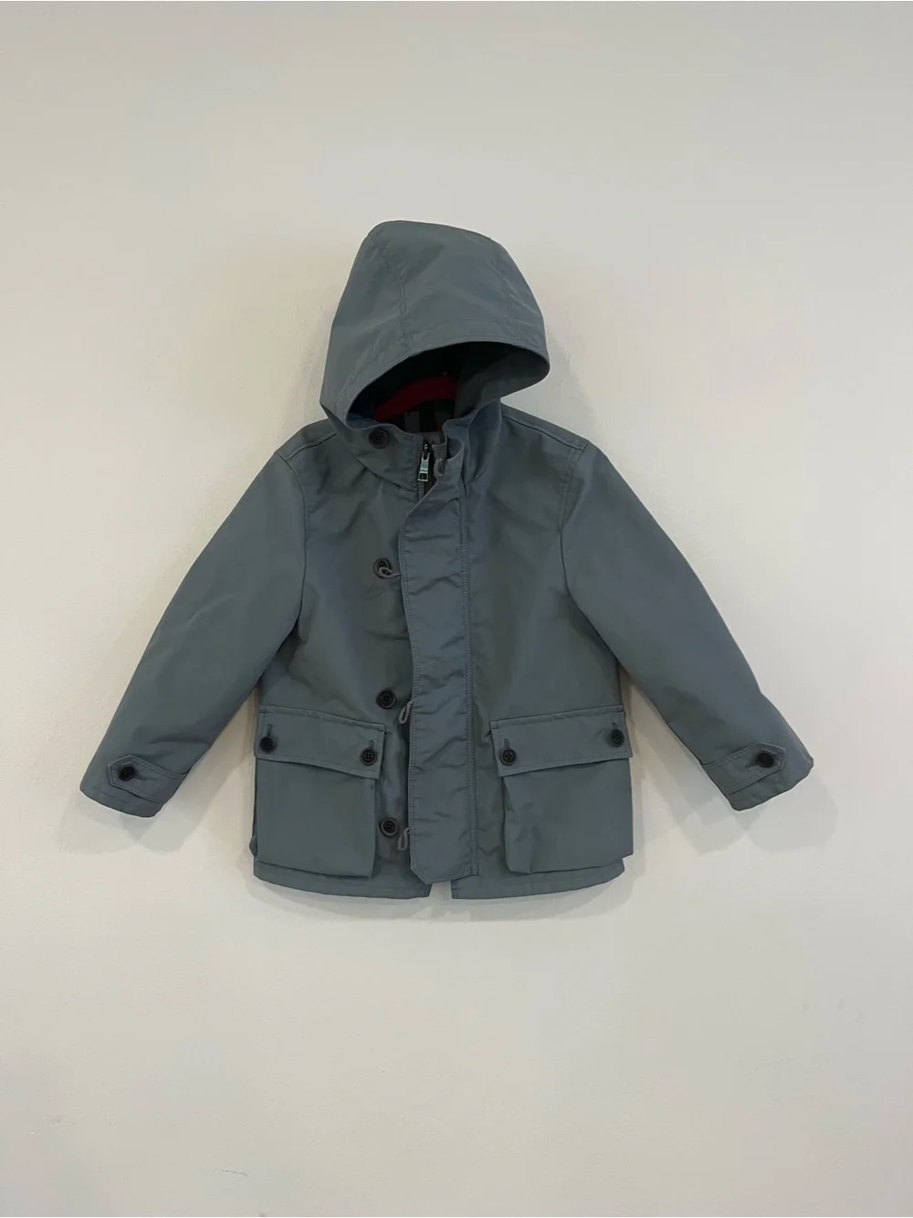 Burberry Kids Hooded Pea Coat - blue Gray